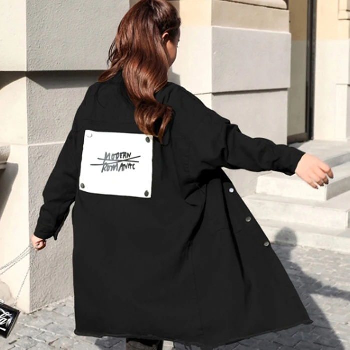 

2019 New Women's Large Size 4XL Denim jacket Was Thin Fashion Shirt Loose Casual Models Long Cardigan Windbreaker Female A158