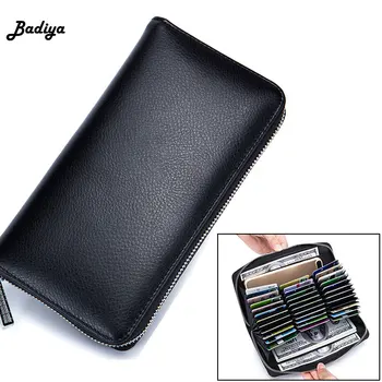 

RFID Genuine Leather Accordion Travel Wallet Long Zipper Clutch Bag Large Capacity Handbags Purse Card Holder Wallet Phone Bag