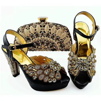 

Italian Design High Heels Quality Shoes and Bag To Match African Shoes and Bag Set Nigerian Ladies Party shoes and Bag B