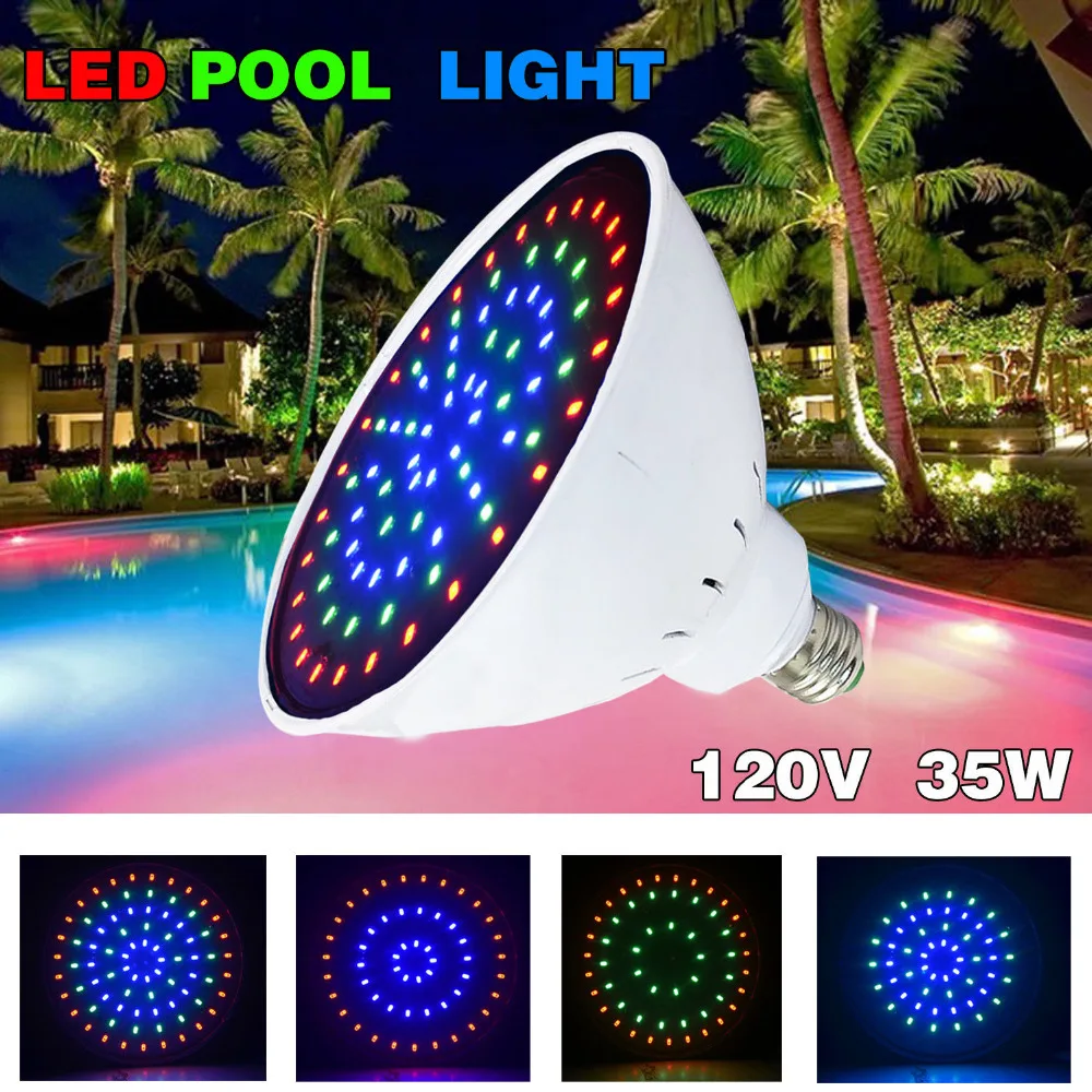 

Ship From USA,120V 35W Color Changing Swimming Pool LED Light Bulb E26 Base 500W Tradition Bulb Replacement