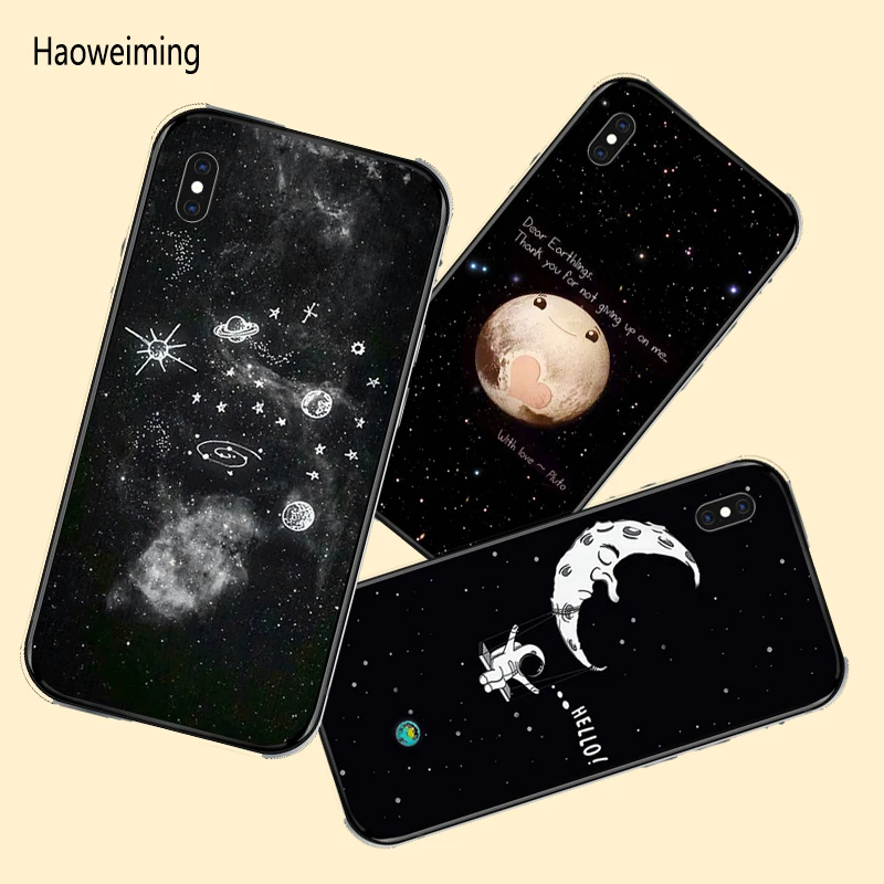 

Space Moon Astronaut Phone Cases For iphone 7 8 X Case For iphone 5S 6S 7plus XR XS Max Planet Star Frosted Soft Back Cover