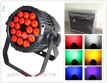 

4pcs+flight case IP65 Led Par Light 18x18w Lyre Wash Stage Light RGBWA UV 6IN1 Aluminum Outdoor Par Light for Party Show Disco