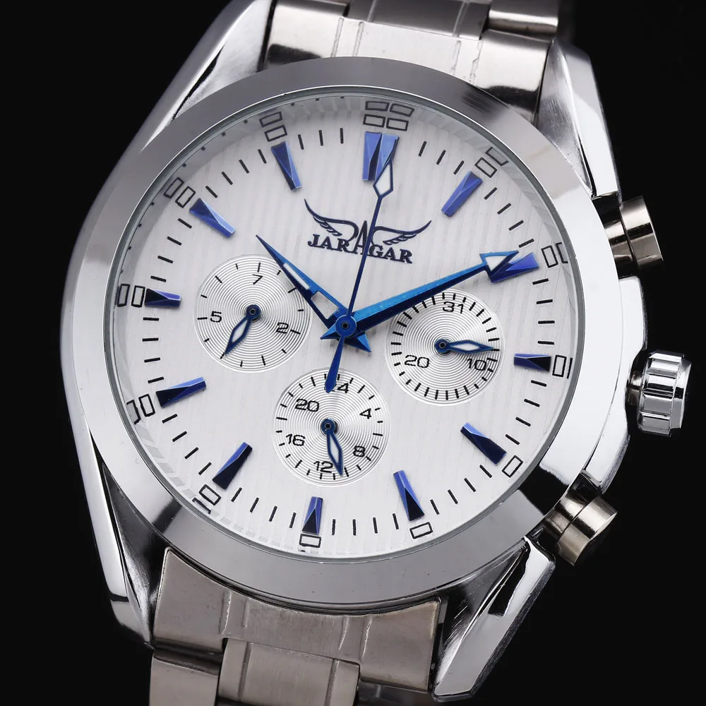 كبار رجال الصلب الساعات الرجال الفاخرة عارضة اللباس relojes خمر الأزرق دبوس الطلب chronogragh جديد التلقائية الميكانيكية ووتش