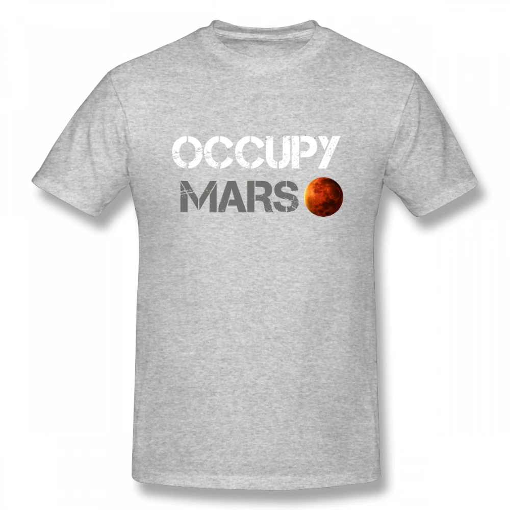 Космическая футболка футболки Тесла Повседневный Топ Дизайн Popualr Occupy Mars хлопковая футболка - Цвет: Серый