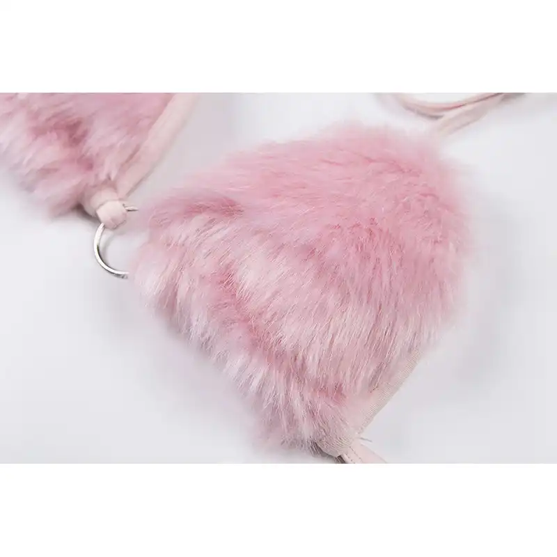pink fur bralette
