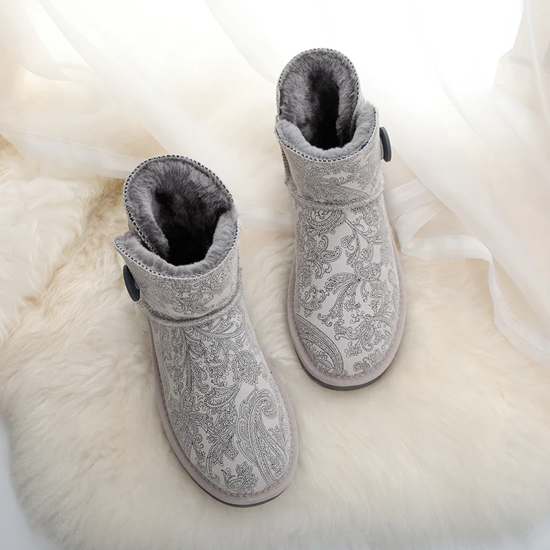 Зимние ботильоны с пряжкой; женская зимняя теплая обувь из натуральной кожи на меху; зимние ботинки на плоской подошве; удобные зимние ботинки; размер 40