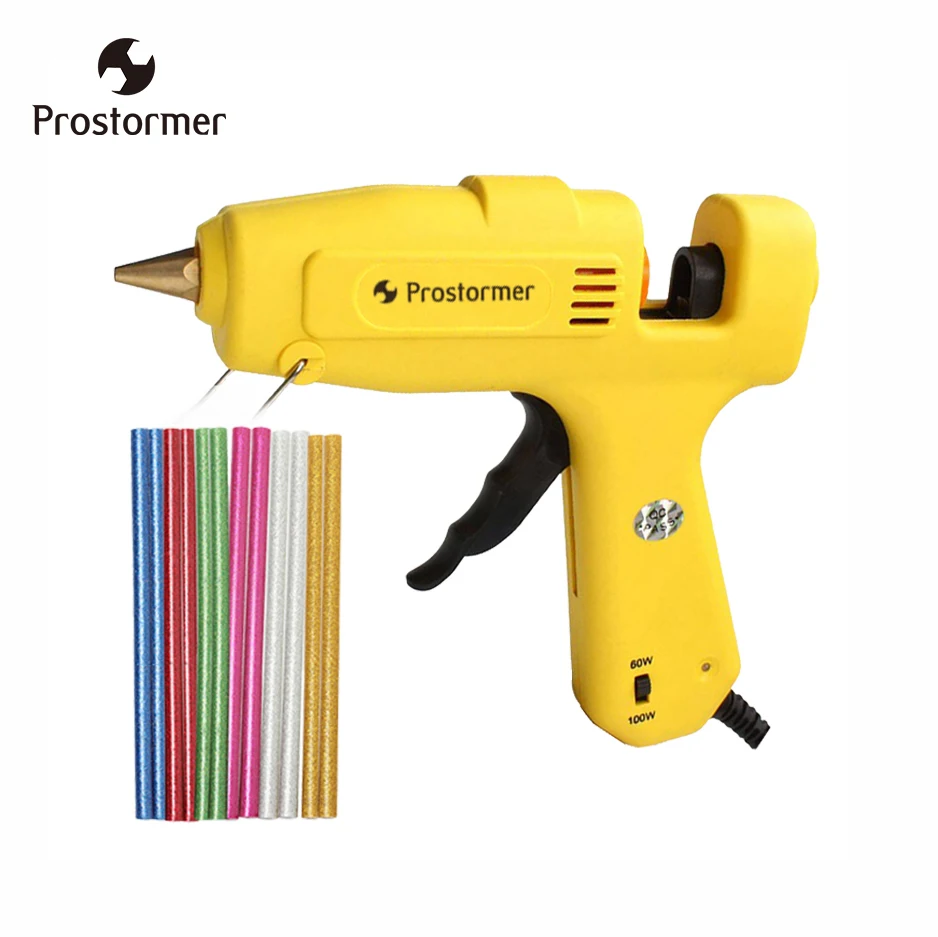 

Prostormer11mm Glue Gun 60W/100W Power Adjustable Hot Glue gun With Indicator Light Repair Kit Tools Wholesale Yellow Hot Melt