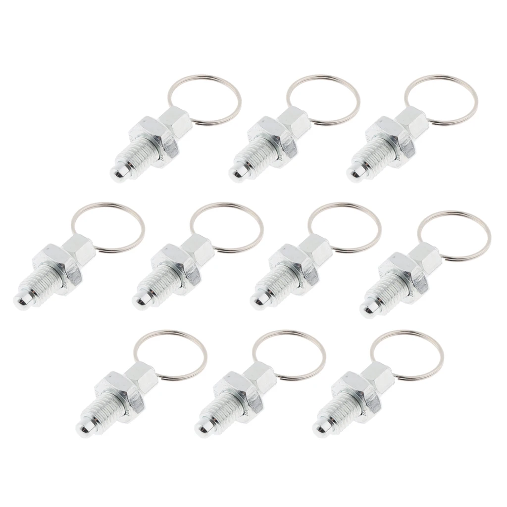 10Pcs Stainless Steel Non Lock-Out Indexing Plunger With Pull Ring M12