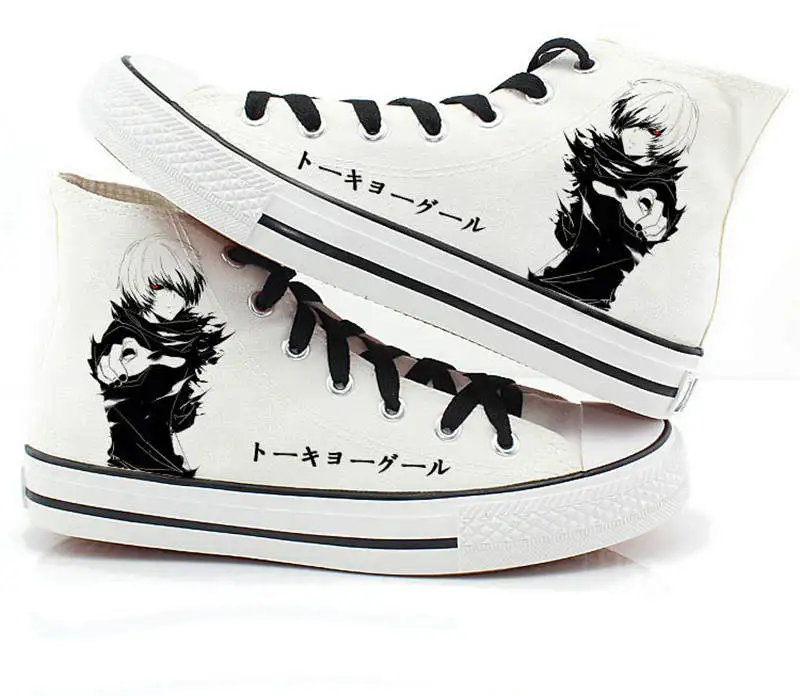 Обувь с принтом аниме «Токийский Гуль» Kaneki Ken; обувь для костюмированной вечеринки для мужчин и женщин; цвет черный, белый; Светящиеся кроссовки унисекс на плоской подошве для влюбленных - Цвет: 15