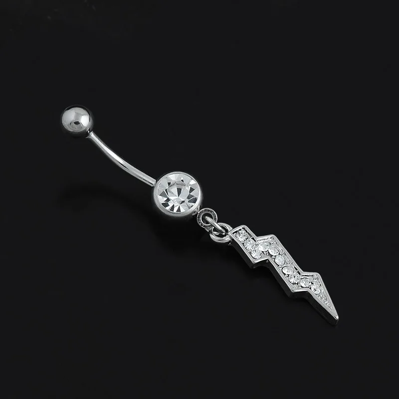 Cool Lightning Navel Piercing Crystal Body Piercings, Balls Navel Ring