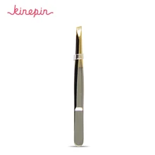 KINEPIN, 1 шт., новинка, Pro, 24 K, золото, для женщин, нержавеющая сталь, для удаления волос, для бровей, пинцет, зажим, красота, макияж, инструменты, косые брови