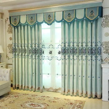 

New European Affixed Velvet High Shade Chenille Curtain Finished Retro Bedroom Valance Curtain Custom Luxury Home Decor