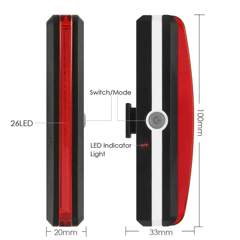 USB Rechargeable Bike Warning Tail Light (1)
