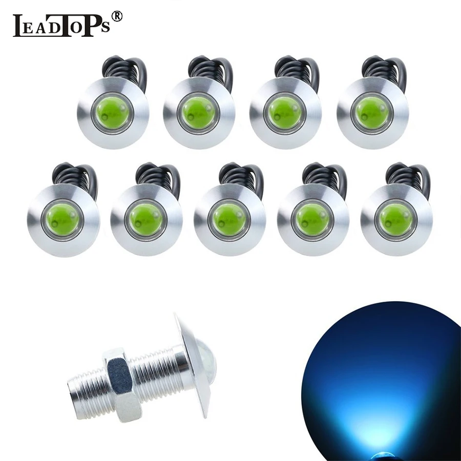 LEADTOPS 10-pack Car Light DIY 12V Ultra Thin Fog Tail Eagle Eye Light Car Daytime Running Lights(Ice blue light, Silver) CE