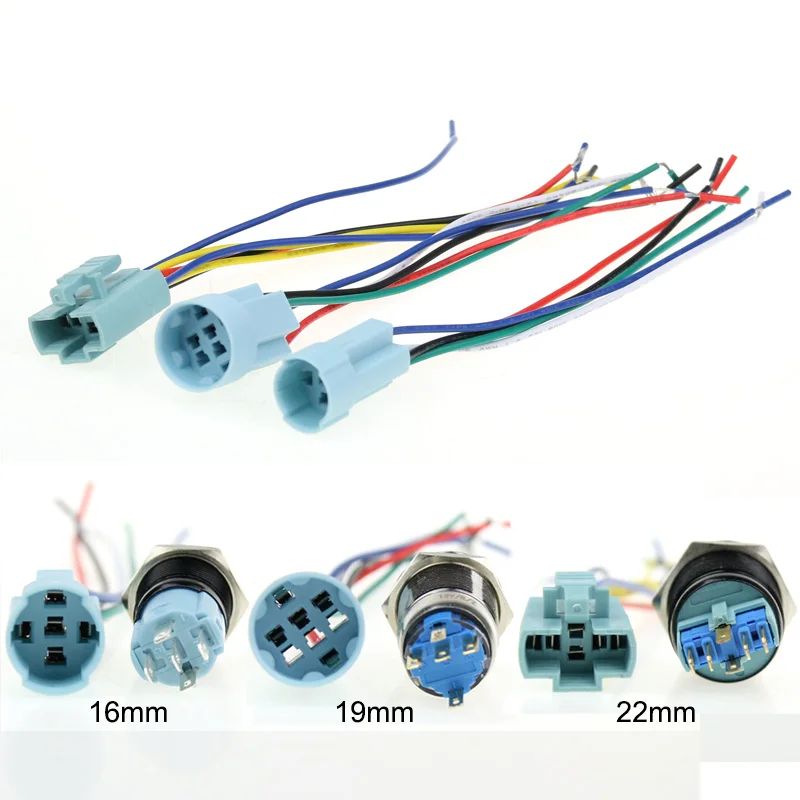 

16/19/22mm switch socket base metal button switch special base line length 15CM