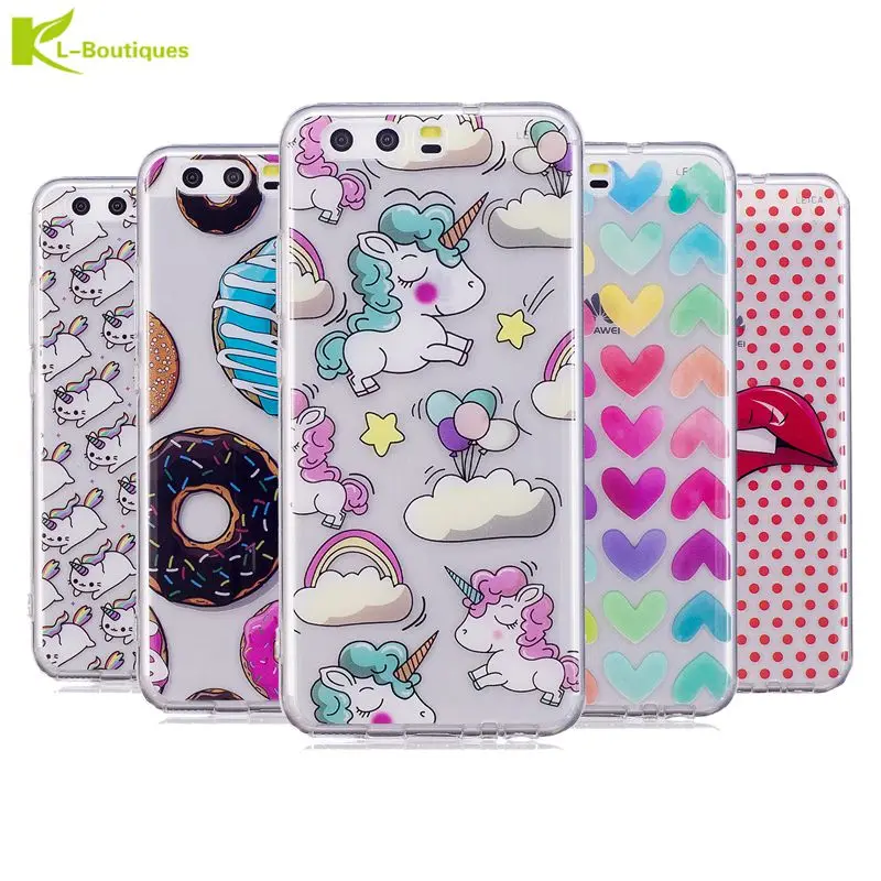 

KL-Boutiques Unicorn Silicon Case for huawei P10 lite P10Lite Clear Cover Soft TPU Transparent Cute Animal Cartoon Phone Cases
