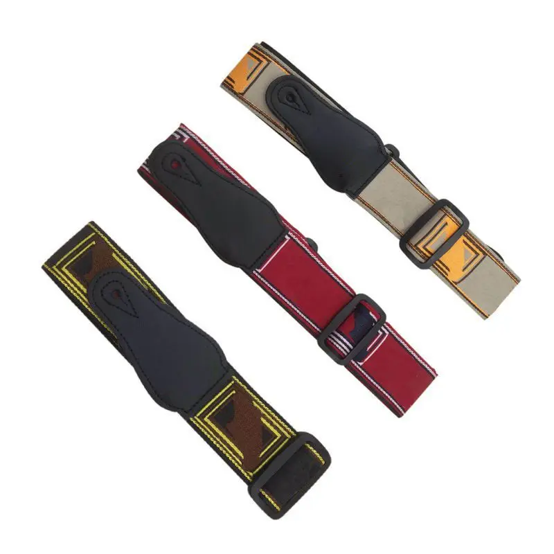 

Adjustable Guitar Belt 15cm Guitar Embroidery Straps with Leather Ends For Electric Acoustic Guitar Parts Accessories