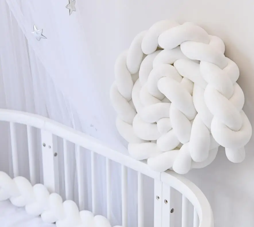 2 Meter Newborn Bumper Baby Bed Protector Pure Color Weaving Knot Baby Bedding Bumper Cotton Kids Bed Crib Bumper Room Decor 2 Meter Newborn Bumper Baby Bed Protector Pure Color Weaving Knot Baby Bedding Bumper Cotton Kids Bed Crib Bumper Room Decor