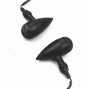 

2Pcs Motorcycle Black Bullet Turn Signal Light Indicator Blinker Amber Light For Harley Bobber Cruiser Chopper Cafe Racer bike