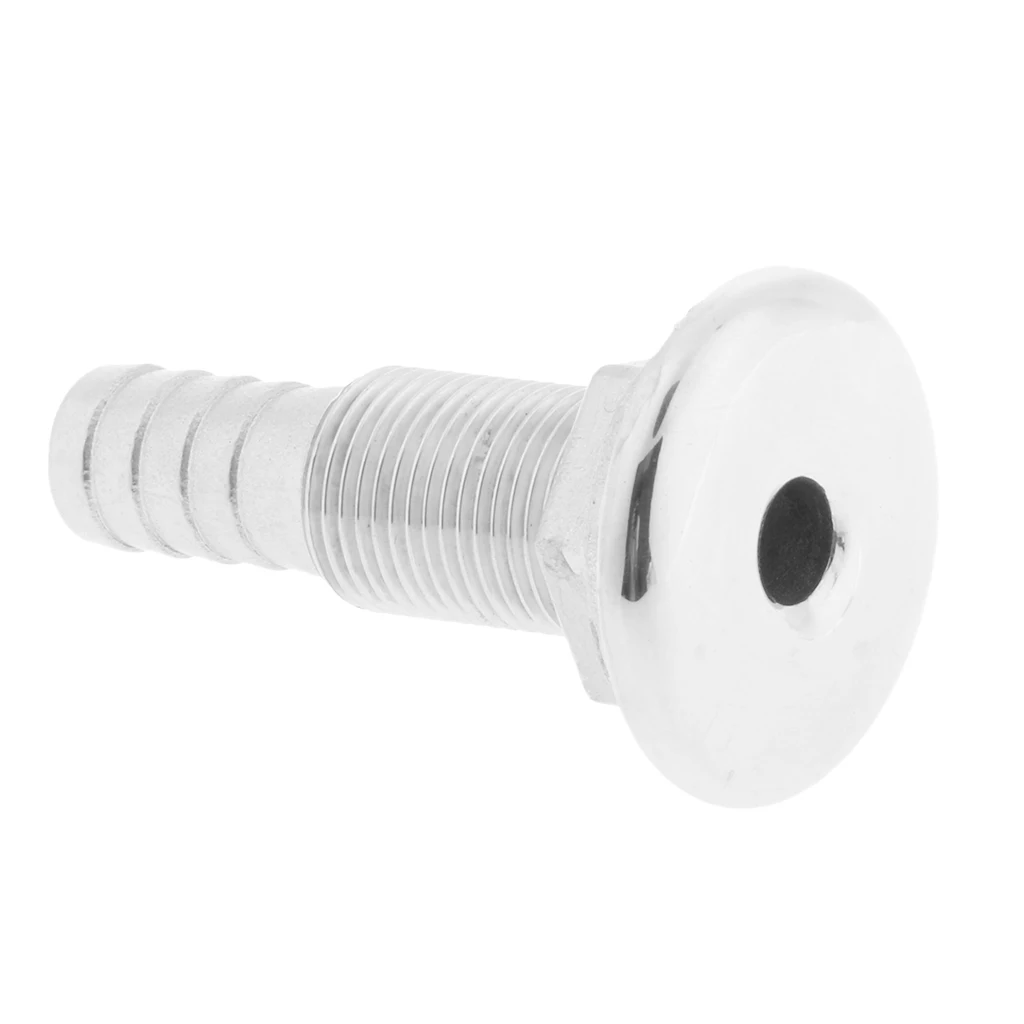  1 Pcs 1/2 Inch Marine-Grade 316 Stainless Steel White Thru-Hull Bilge Pump and Aerator Hose Fitting For Boats Yacht Kayak Etc 