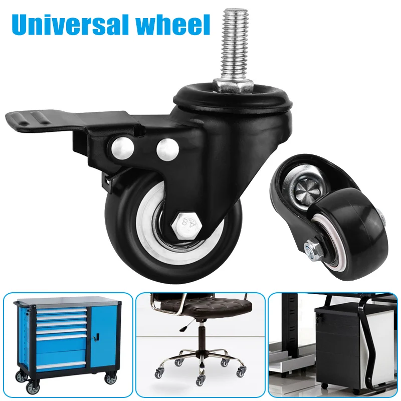 

1/2/4pcs Office Chair Wheels 2inches M10 Swivel Rubber Universal Caster with Brake LO88