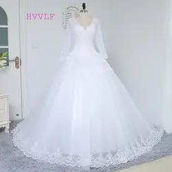 Vestido De Noiva 2019 мусульманские свадебные платья а-силуэта с v-образным вырезом и длинными рукавами аппликации кружева винтажное свадебное