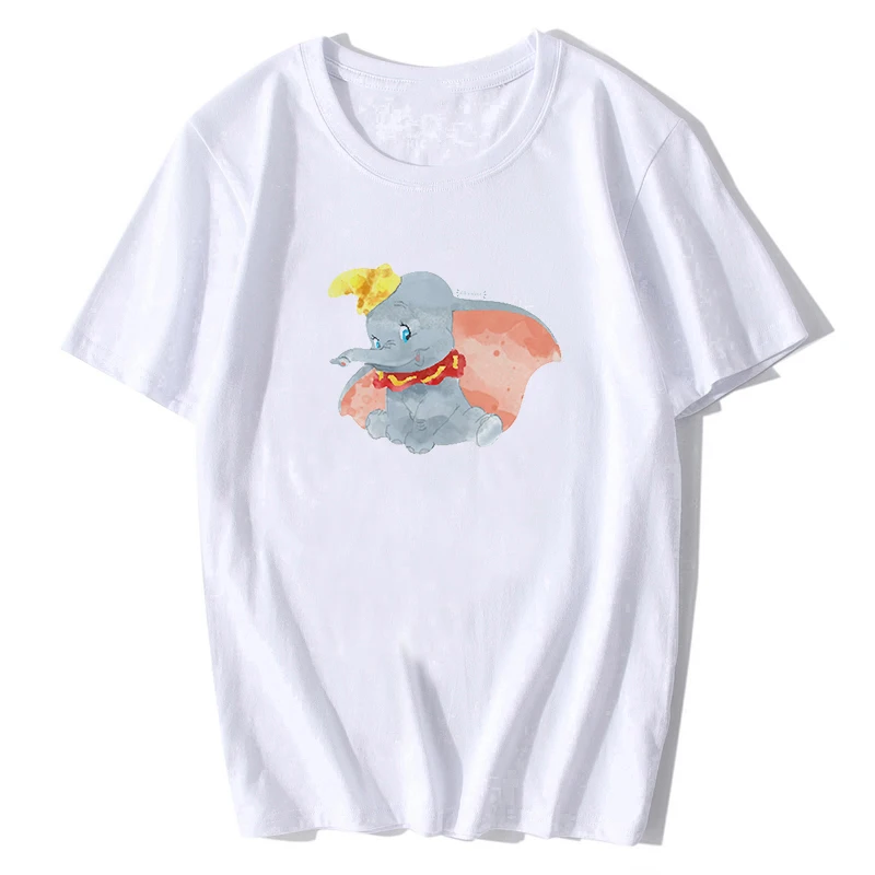 

BTFCL Dumbo Elephant Print T-Shirt Young Girls Plus Size Tees Summer Cute Women T-shirt Casual Ladies Short Sleeve Kawaii Tops