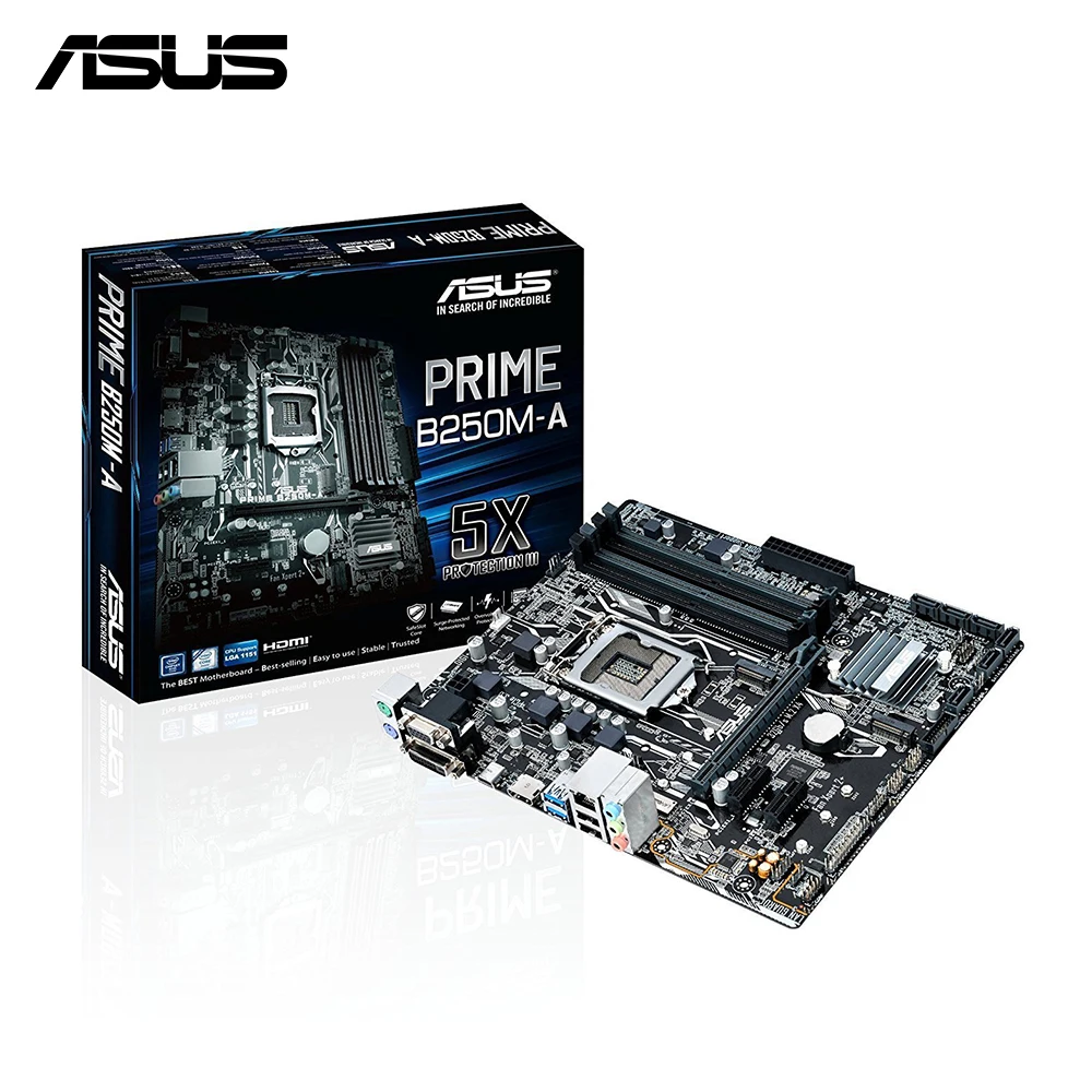 

ASUS PRIME B250M-A, DDR4-SDRAM, DIMM, 2133,2400 MHz, Dual, 64 GB, Intel