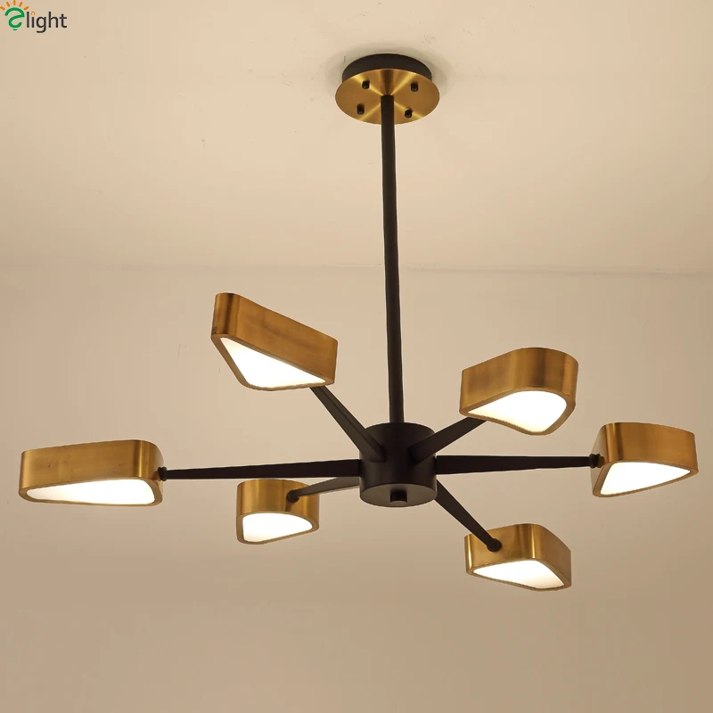 Modern Copper Led Pendant Chandelier Lights Novelty Metal Living Room
