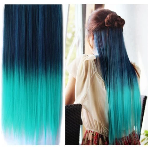 Finito letal Persistencia Ombre Extensión Del Pelo Azul Oscuro A Verde Claro de La Manera de Largo  Clip Sintético Recto En Extensiones Del Pelo Resistente Al Calor Peluca -  AliExpress