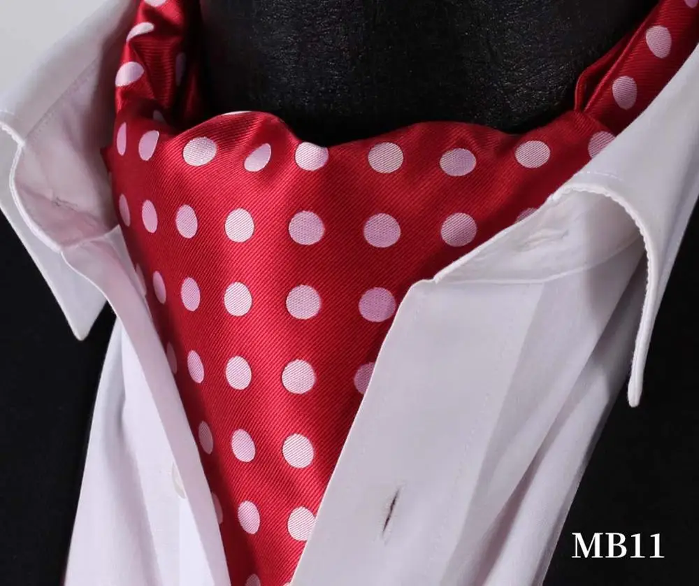 Узор в горошек, в клетку шелк аскотский галстук, повседневные жаккардовые шарфы галстуки Тканые Вечерние Ascot MB - Цвет: MB11 Red White