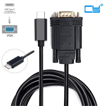 

USB-C Type C USB 3.1 to VGA Male 1080p HDTV Monitor Cable for Macbook & Chrombook & XPS13 Laptop