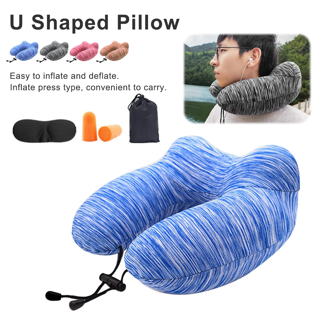 

Inflatable U Shaped Travel Pillow Car Air Flight Pillows Neck Support Headrest Cushion Soft Nursing Cushion Home Textile