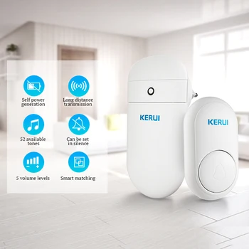 

KERUI self generation M518 Long Distance Wireless Smart Electronic Remote Control Door bell Home No Battery Cordless Doorbell