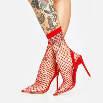 

Gladiator High Heels Sandals Women Stockings Neon Sandals Fashion Mesh Sexy Shoes Woman Pointed Toe Summer Leopard Shoes 2019