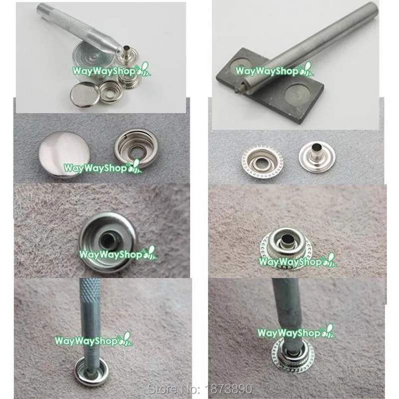 Один комплект 10 мм 12 мм 15 мм 3/8 ''1/2'' 5/8 ''Удар оснастку заклепки комплект Крепежи для кожа быстрое Кнопка Стад