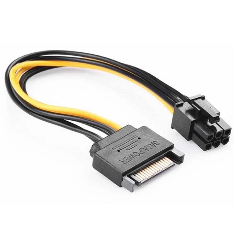 15Pin SATA to 6Pin Power Cable Connector 6P PCI-E PCI Express Adapter Graphics Card Riser Card Converter Cable for BTC Mining