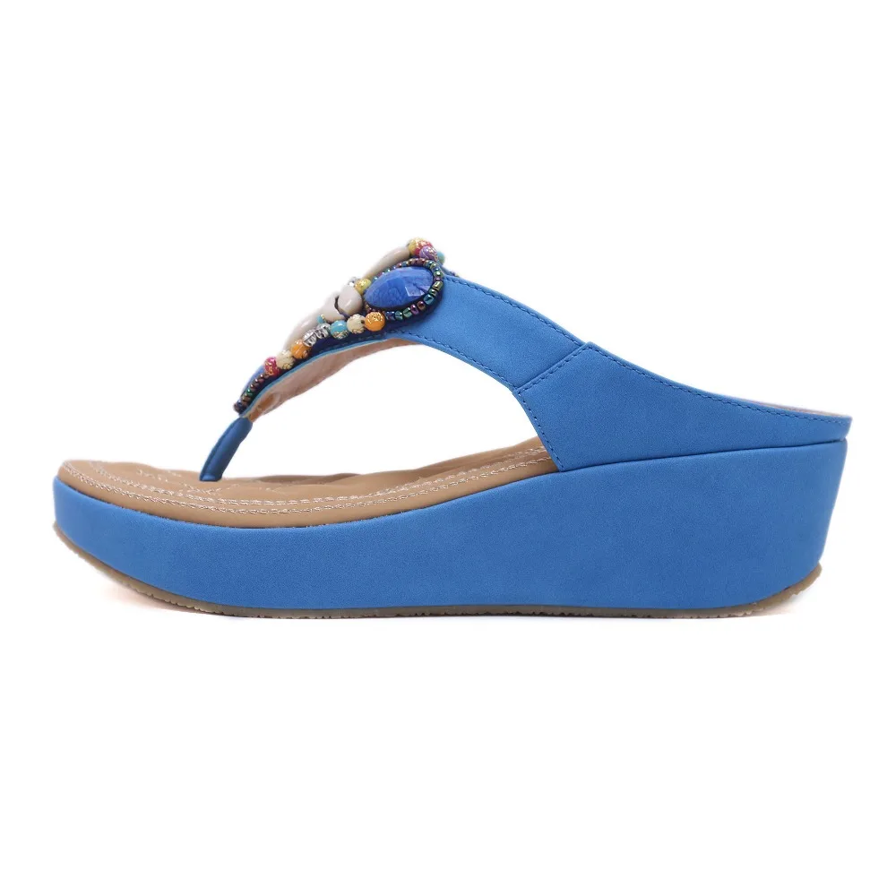 Outdoor Bohemian Women Sandals Gemstone Beaded Slippers Summer Beach slipper Women Flip Flops wedges slides Sandals vacation Women's Shoes