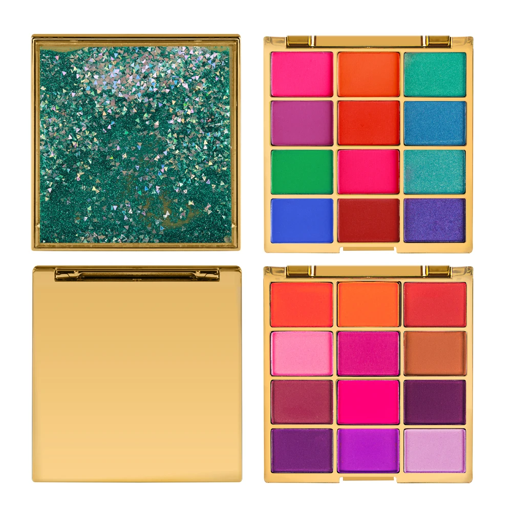 Glitter Eyeshadow 12 Colors Pigment Quicksand Eye Shadow Palette Waterproof Easy to Wear Shimmer Make up Private Label Cosmetics