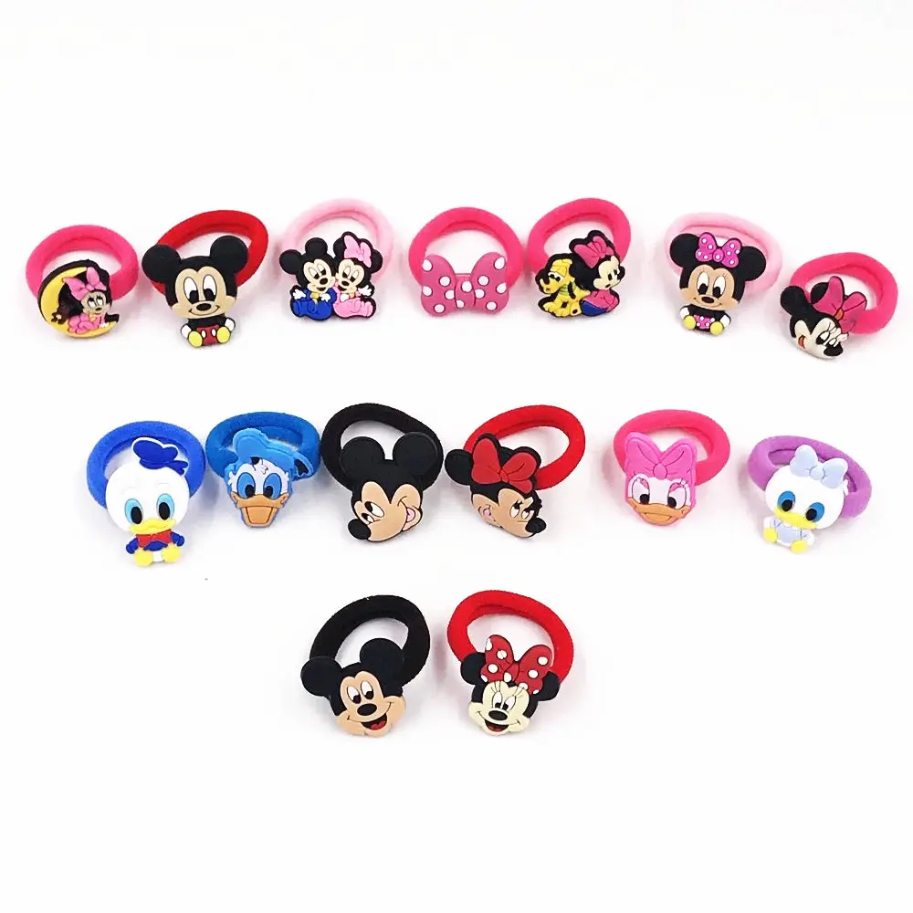 

1pcs Mickey Mouse Minnie bowknot Rubber head wrap Donald Daisy Duck Girls Children Hair accessories cartoon Elastic Hair Bands