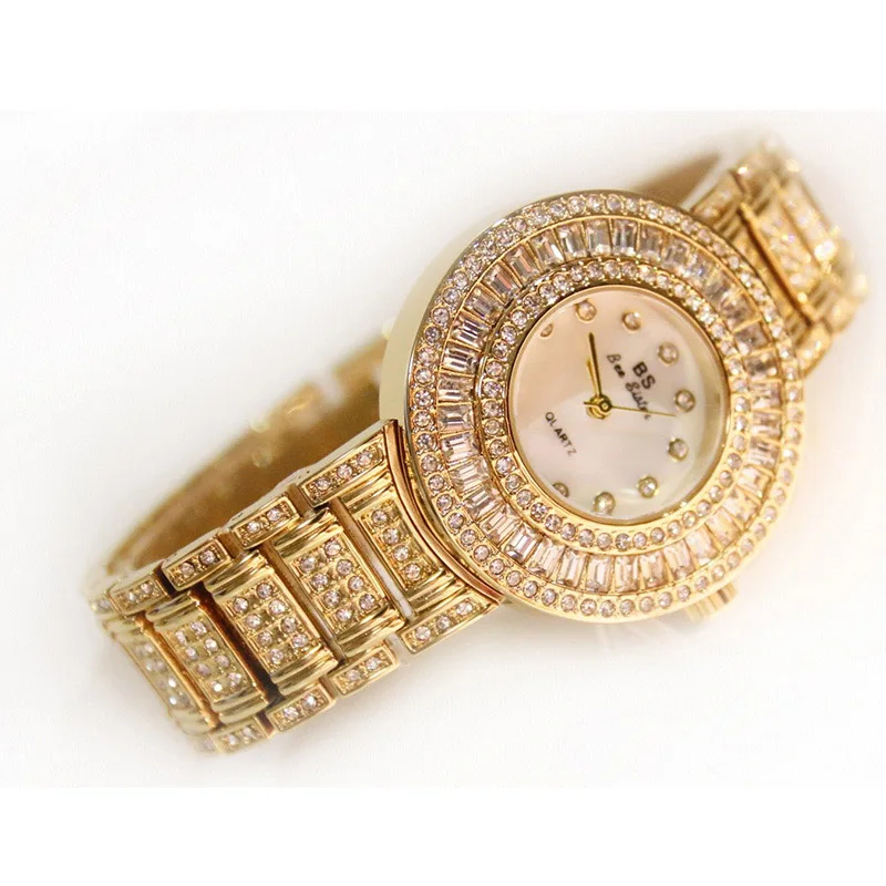 Новые женские часы Роскошные бриллиантовые известный бренд элегантные часы под платье женские наручные часы Relogios Femininos saat ZDJ - Цвет: Gold