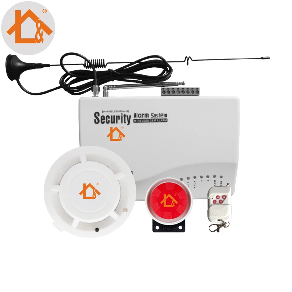 

Wireless Smoke Alarms Intercom Security Alarm Systems GSM Alarm System With Two Antenna Alarms