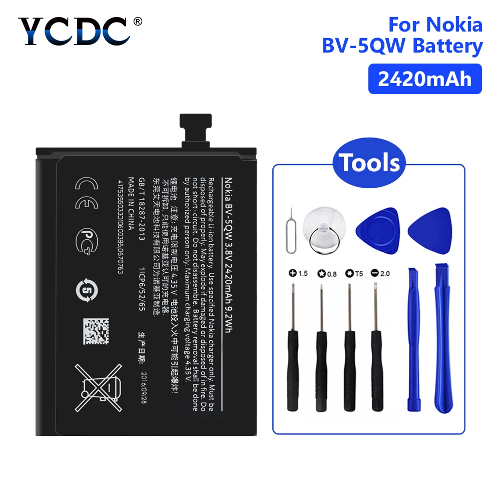 

Rechargeable BV-5QW Phone Batteries Replacement BV 5QW Li Ion Battery + Phone Open Tools For Nokia Lumia 930 929 929+ RM927