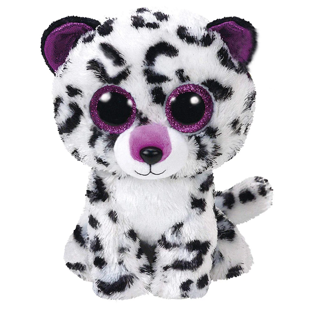 

Pyoopeo Original Ty Boos 10" 25cm Violet the Leopard Plush Medium Big-eyed Stuffed Animal Collection Doll Toy with Heart Tag