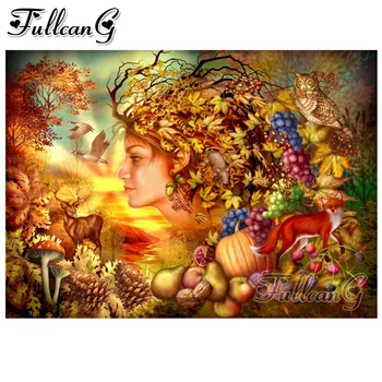 

FULLCANG diy 5d diamond mazayka fruit fairy dimond painting animals full square/round drill embroidery sale fantasy woman FC1524