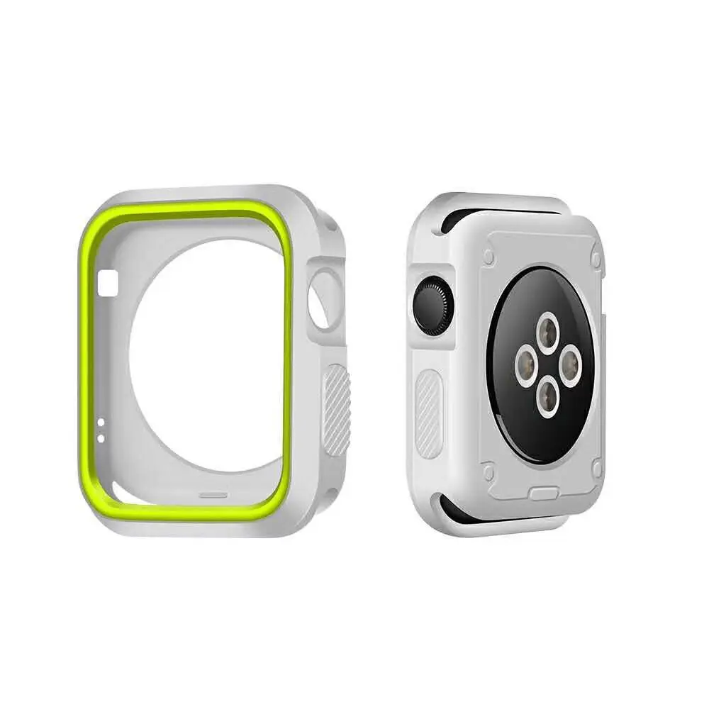 Серия 1 и 2 и 3 мягкий силиконовый бампер для Apple Watch Case 38 мм 42 мм модный защитный чехол из ТПУ для iWatch идеальный бампер - Цвет ремешка: grey green