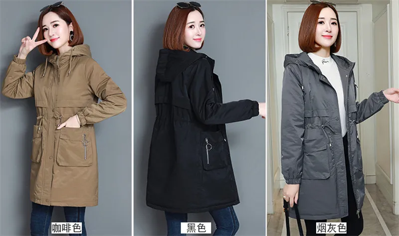 Зимняя куртка женская 2018 новая средняя длинная свободная утепленная женская хлопковая куртка с капюшоном большой размер качественные