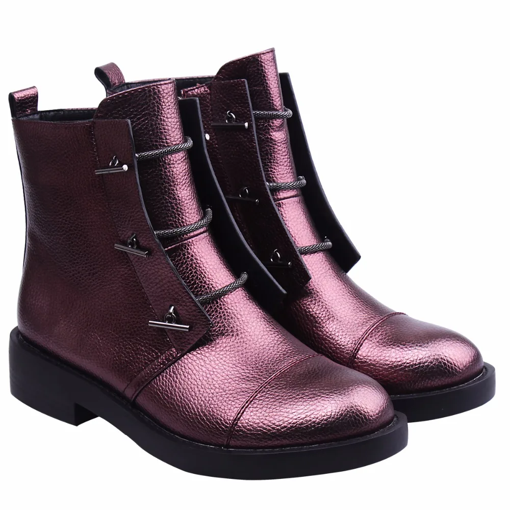 TIANMIMI Женщины Кожа Ботас мартинсы женские 2018 Челси Леди пинетки Красный Синий