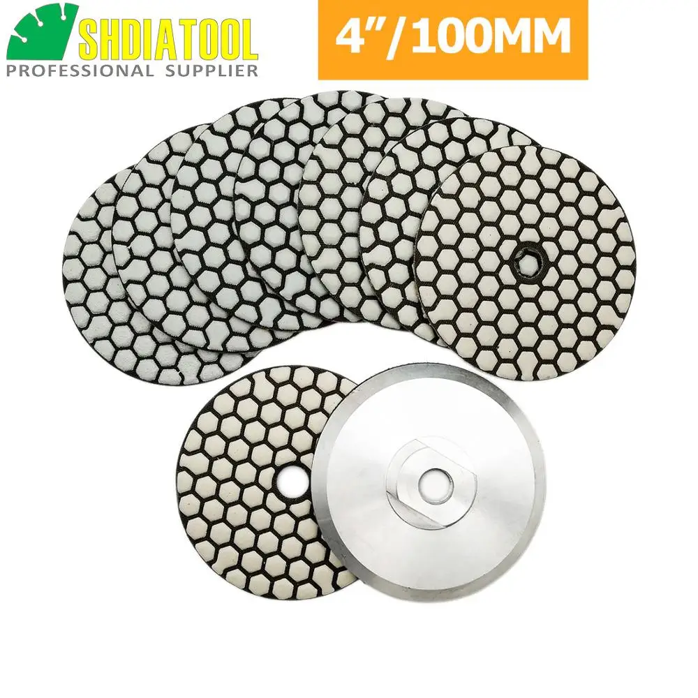 Diatool 8 шт. Диаметр 4 "/100 мм Смола Бонд diamond Гибкая Полировальные подложки + 1 M14
