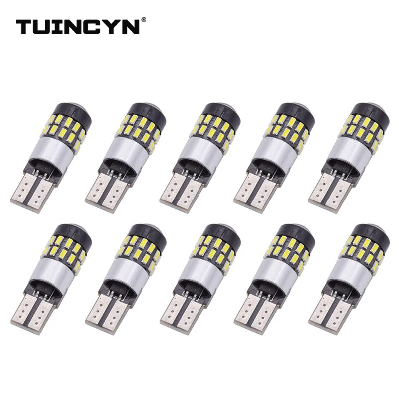 

TUINCYN 10pcs LED Signal Light T10 White 3014 SMD 30LEDs High Power 12/24V Lens Turn Signal Back Up Reverse Tail Brake LED Light